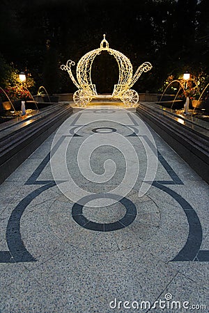 Pumpkin carriage in garden Stock Photo