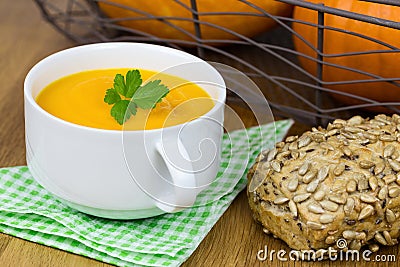 Pumpkin cream soup Stock Photo