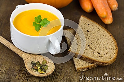 Pumpkin cream soup Stock Photo