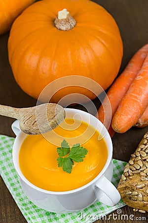 Pumpkin cream soup Stock Photo