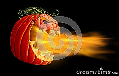 Pumpkin Flames On Black Cartoon Illustration