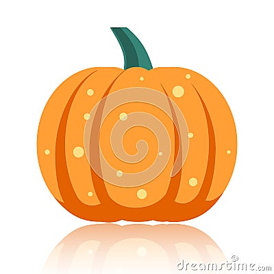 Simple flat vector pumpkin on white glossy surface Vector Illustration