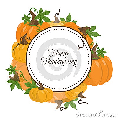 Pumpkin frame for thanksgiving design. Vector Illustration