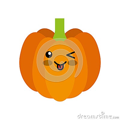 Pumpkin fresh vegetable kawaii character Vector Illustration