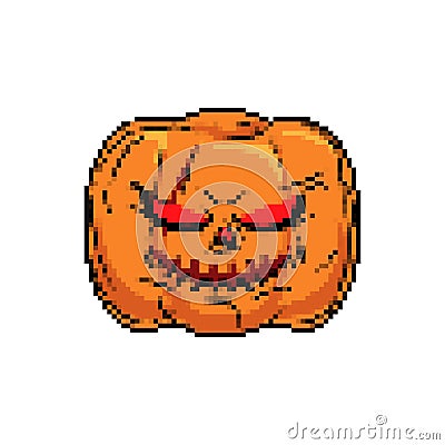 Pumpkin Halloween Pixel art. Horror symbol 8 bit Vector Illustration