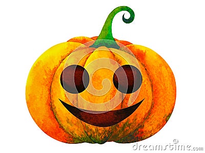 Pumpkin halloween watercolor painting illustration design white isolated clipping path Cartoon Illustration