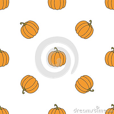 Pumpkin hand drawn on white background. Hand drawn seamless orna Vector Illustration