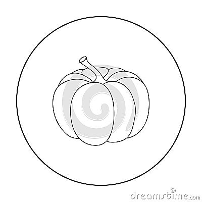 Pumpkin icon in outline style isolated on white background. Canadian Thanksgiving Day symbol stock vector illustration. Vector Illustration