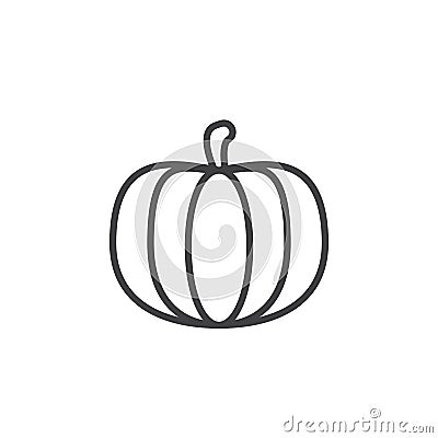 Pumpkin line icon, outline vector sign, linear pictogram isolated on white. Vector Illustration