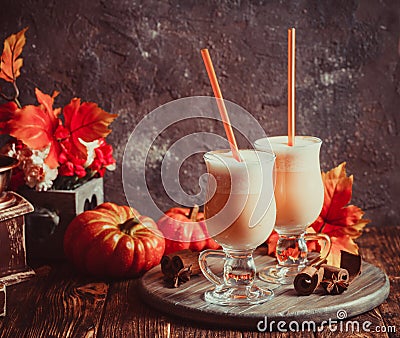 Pumpkin milk coctail Stock Photo