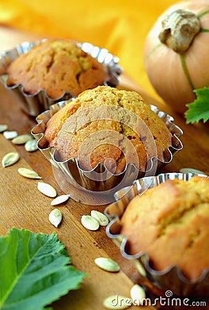 Pumpkin muffins Stock Photo