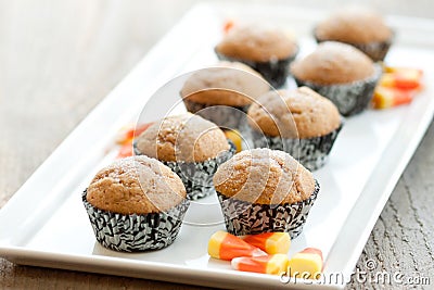 Pumpkin muffins on a tray Stock Photo