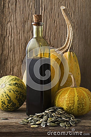 Pumpkin oil Stock Photo