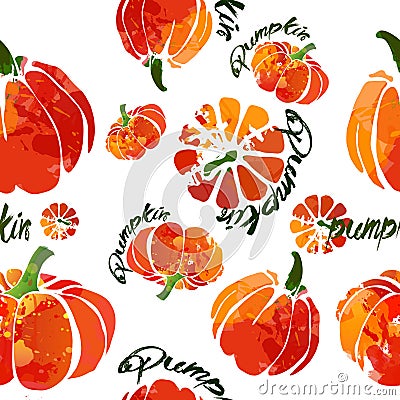 Pumpkin pattern fresh watercolor Cartoon Illustration