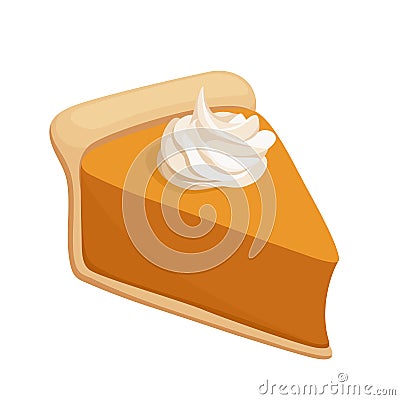 Pumpkin pie slice. Vector Vector Illustration