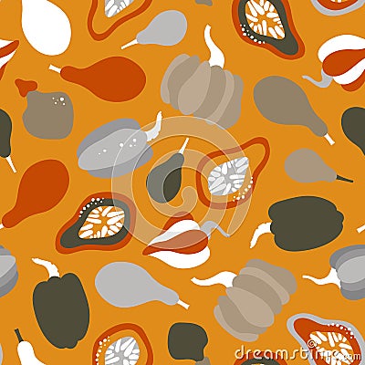 Thanksgiving Day. Seamless pattern with pumpkins. Vector Illustration