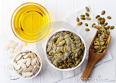 Pumpkin seed oil Stock Photo