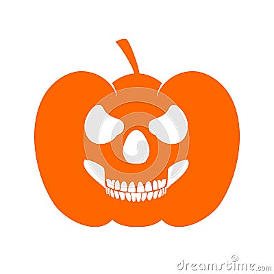 Pumpkin Skull Profile Evil Jack O Lantern Vector Illustration
