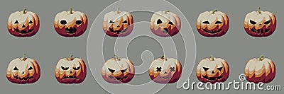 Pumpkin smile vintage icons for Halloween origami Vector Illustration