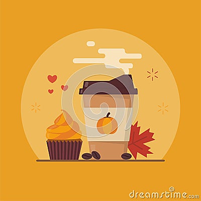 Pumpkin spice latte concept Vector Illustration