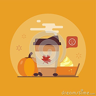 Pumpkin spice latte concept Vector Illustration