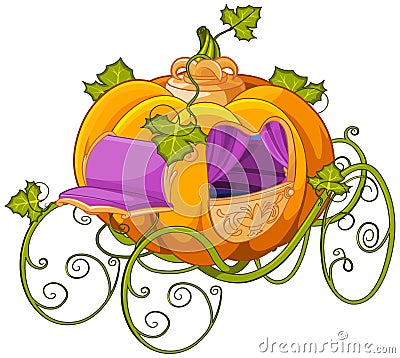 Pumpkin Turn into a Carriage for Cinderella Vector Illustration