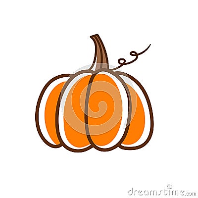 Pumpkin vector on a white background. Simple flat fall / halloween design Vector Illustration