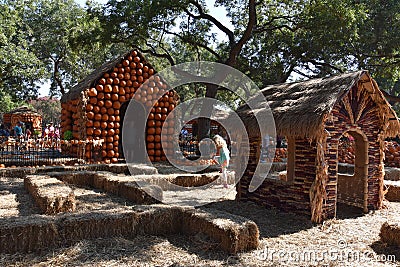 Pumpkin Village at the Dallas Arboretum and Botanical Garden in Texas Editorial Stock Photo