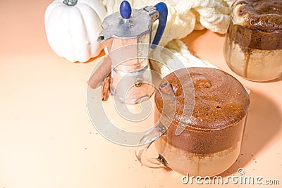 Pumpkin Whipped Dalgona Coffee Stock Photo