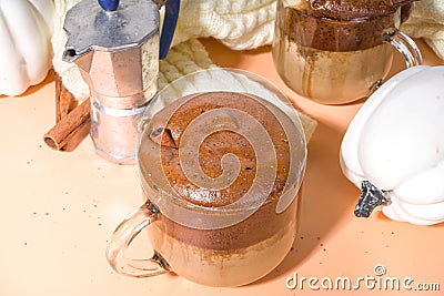 Pumpkin Whipped Dalgona Coffee Stock Photo