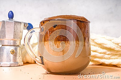 Pumpkin Whipped Dalgona Coffee Stock Photo