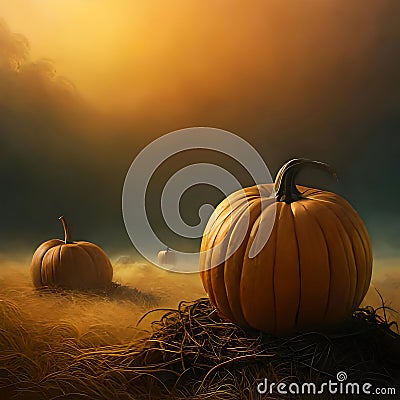 Pumpkins in the countryside - ai generated image Stock Photo