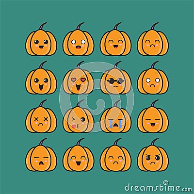 Pumpkins emoticon set design inspiration Vector Illustration