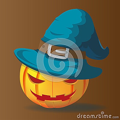 Pumpkins Halloween Character Magic Wizards Vector Vector Illustration
