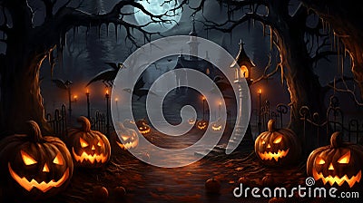 Pumpkins head pops up with darkness Stock Photo