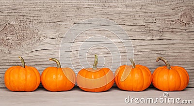 Pumpkins over Wooden Background. Harvest Stock Photo