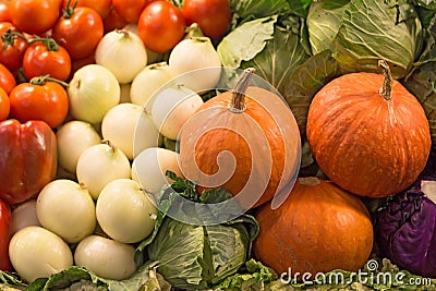 Pumpkins and vegetables Stock Photo