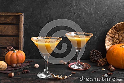 Pumpkintini pumpkin martini cocktail Stock Photo