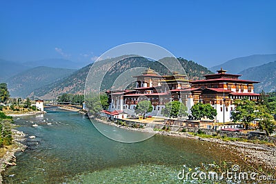 Punakha Dzong Monastery or Pungthang Dewachen Phodrang Stock Photo