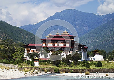 Punakha Monastery in Bhutan Stock Photo