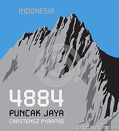 Puncak Jaya is the highest mountain in Indonesia Vector Illustration