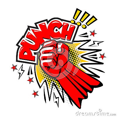 punch fist in comic style Vector Illustration