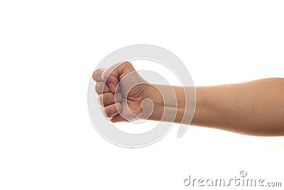 Punch, hand fists knuckle isolated on white Stock Photo