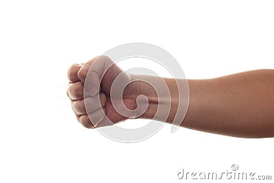 Punch, hand fists knuckle isolated on white Stock Photo