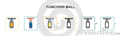 Punching ball vector icon in 6 different modern styles. Black, two colored punching ball icons designed in filled, outline, line Vector Illustration