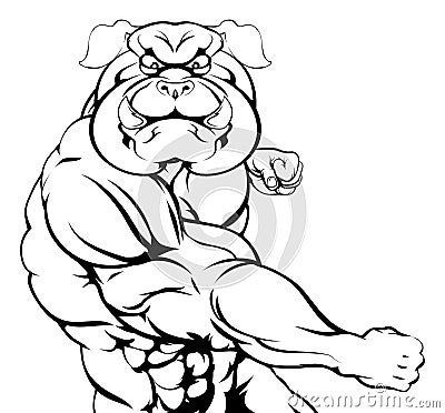 Punching bulldog mascot Vector Illustration