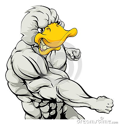 Punching duck mascot Vector Illustration