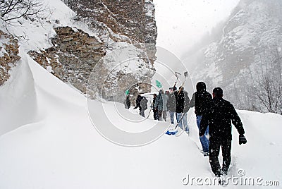 Punching through high snow loads, Restelica Editorial Stock Photo