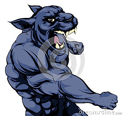 Punching panther mascot Vector Illustration