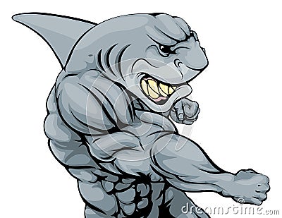 Punching shark mascot Vector Illustration